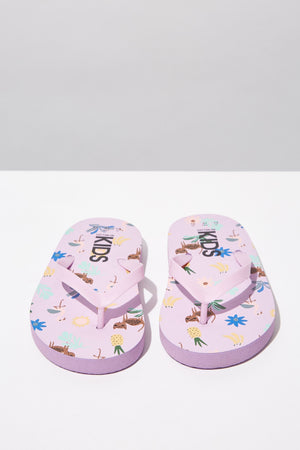 Kids Printed Flip Flop - Pink Lavendar Floral
